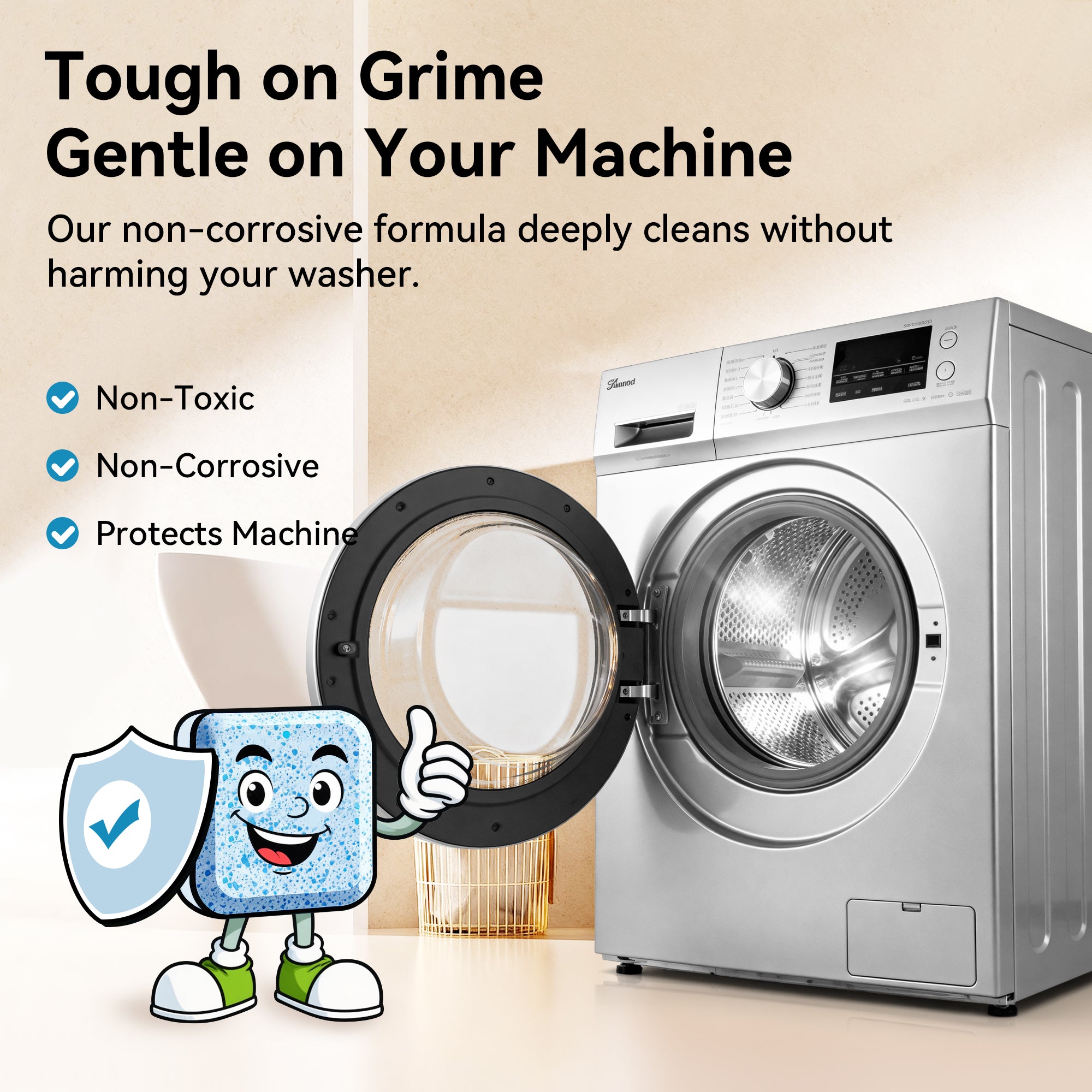 Beasy Washing Machine Cleaner Tablets 24 Count for HE Front and Top Loaders Include Deep & Basic