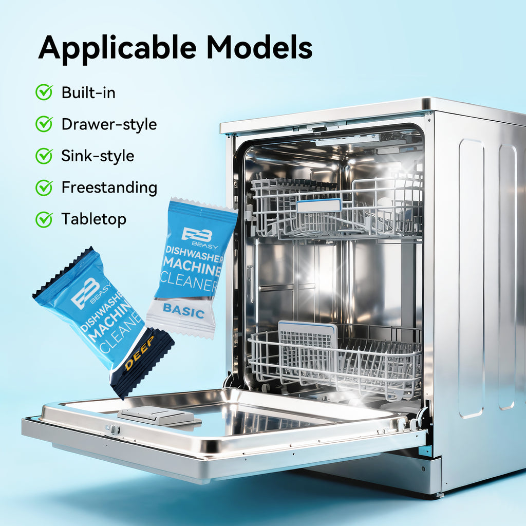Beasy Dishwasher Cleaner Tablets - Powerful Descaler Pods to Remove Hard Water Buildup, Grease & Food Residue - 24 Tablets