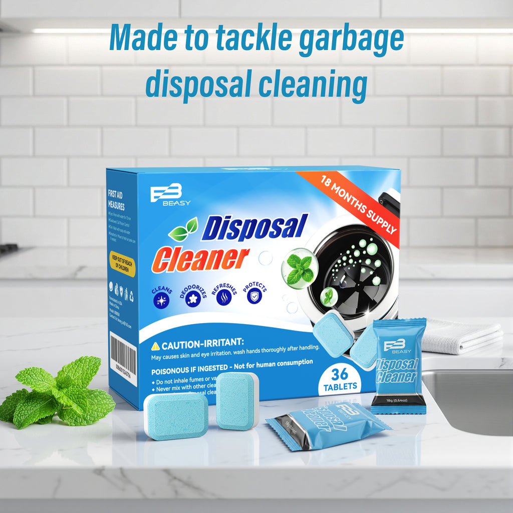 Beasy Garbage Disposal Cleaner and Deodorizer, 36 Pack XXL Powerful Foaming Sink Disposal Cleaner Tablets, Mint Scent Garburator Freshener, Natural Kitchen Drain Cleaning Care, 18 Months Supply