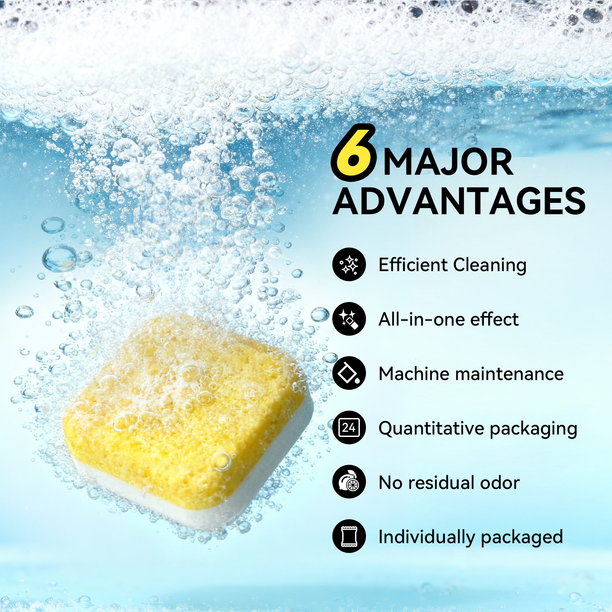 Beasy Dishwasher Cleaner Tablets - Powerful Descaler Pods to Remove Hard Water Buildup, Grease & Food Residue - 24 Tablets